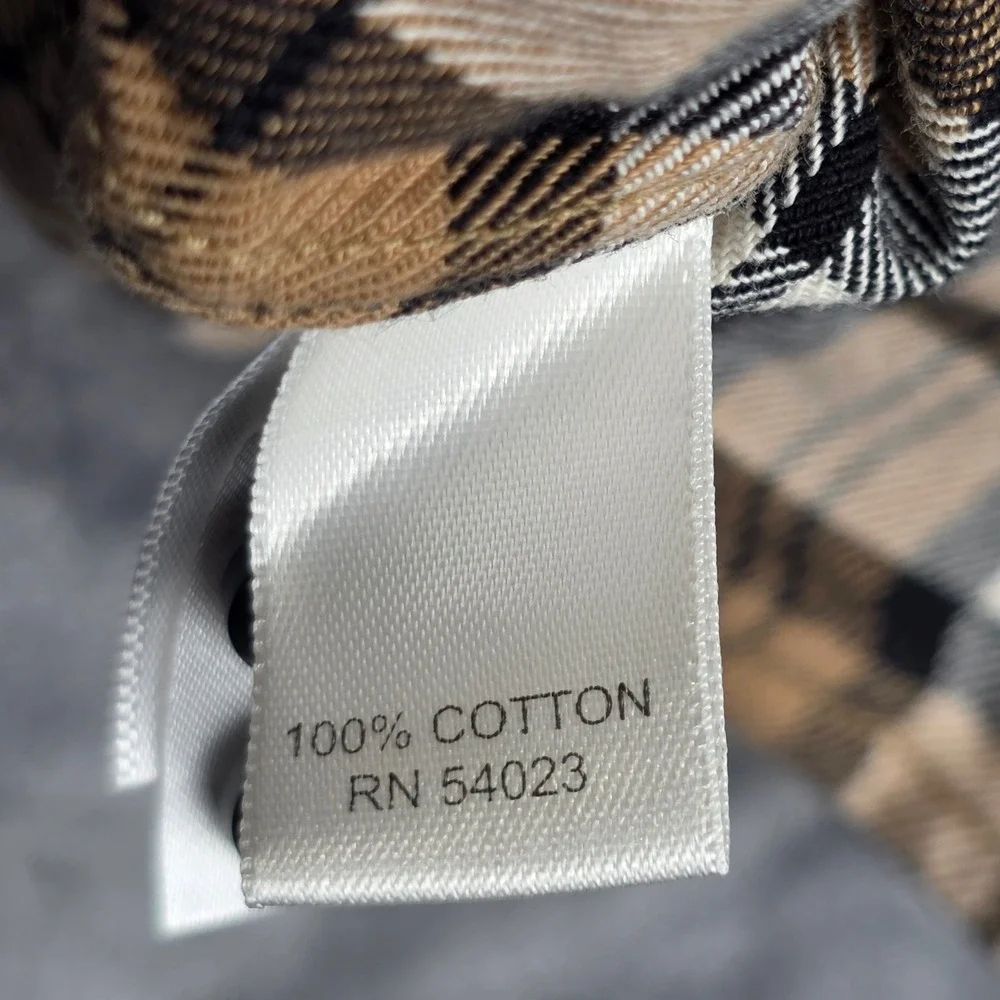 Banana Republic Button Down Shirt Mens S Brown Plaid Cotton Flannel Long Sleeve‎